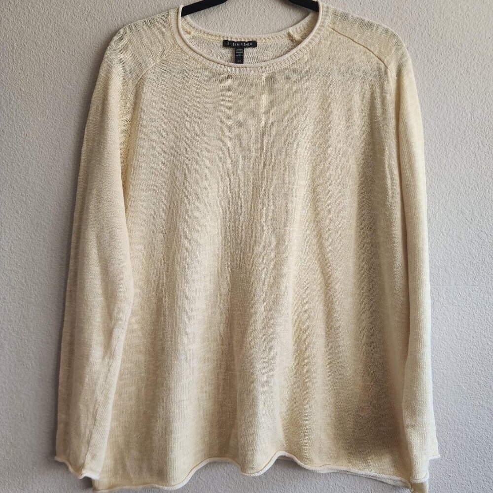 Eileen Fisher Sweater Womens Small Organic Linen Blend Lightweight Pullover Top